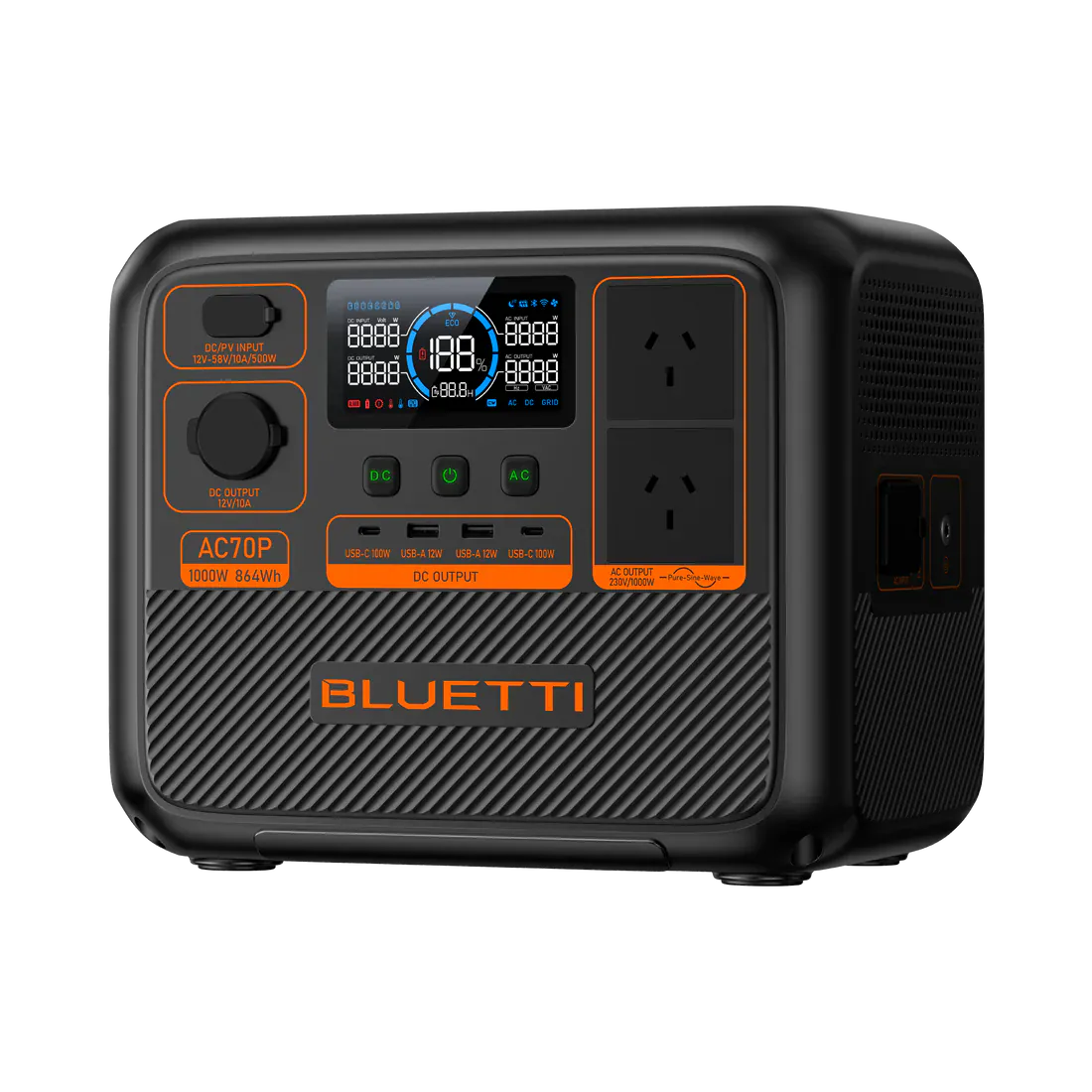Detect-Ed Bluetti AC70P BLUETTI Off-Grid Power Station (1000W 864Wh)
