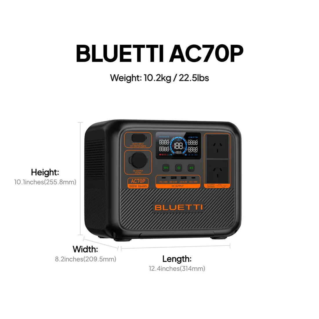 Detect-Ed Bluetti AC70P BLUETTI Off-Grid Power Station (1000W 864Wh)