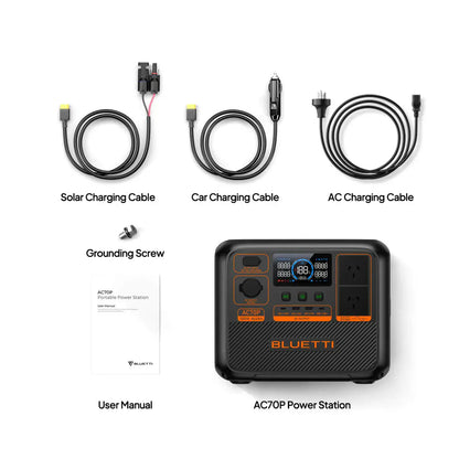 Detect-Ed Bluetti AC70P BLUETTI Off-Grid Power Station (1000W 864Wh)
