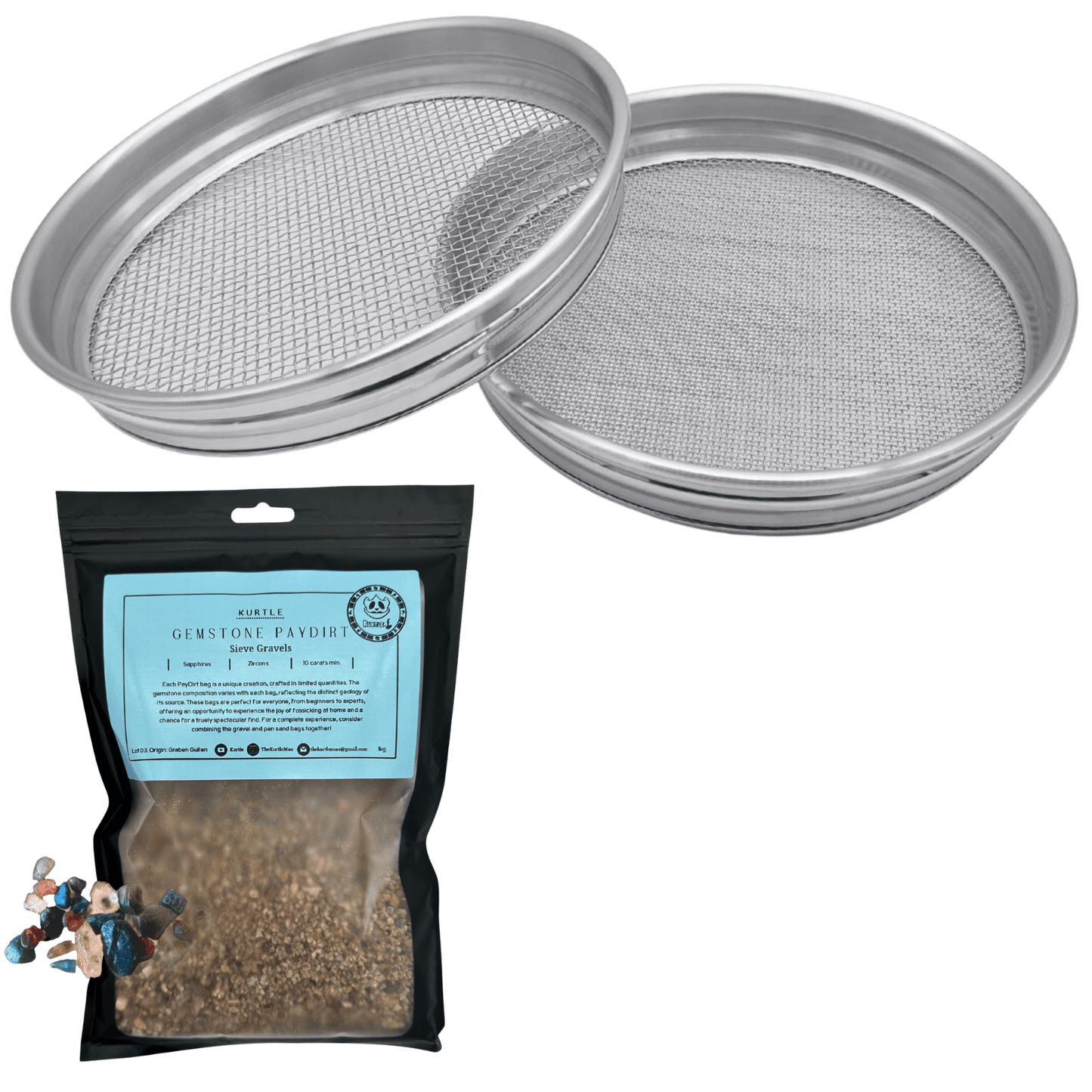 Detect-Ed Bush Tracks Aluminium Gold & Gemstone Sieve Set GD001-KURTLE10CT