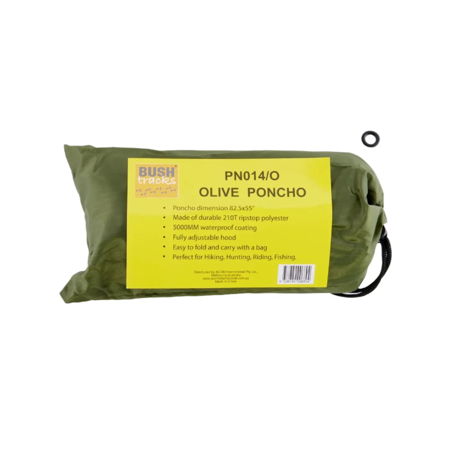 Detect-Ed Bush Tracks Lightweight Reusable Hooded Rain Poncho