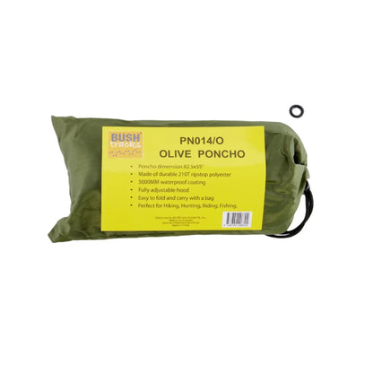 Detect-Ed Bush Tracks Lightweight Reusable Hooded Rain Poncho