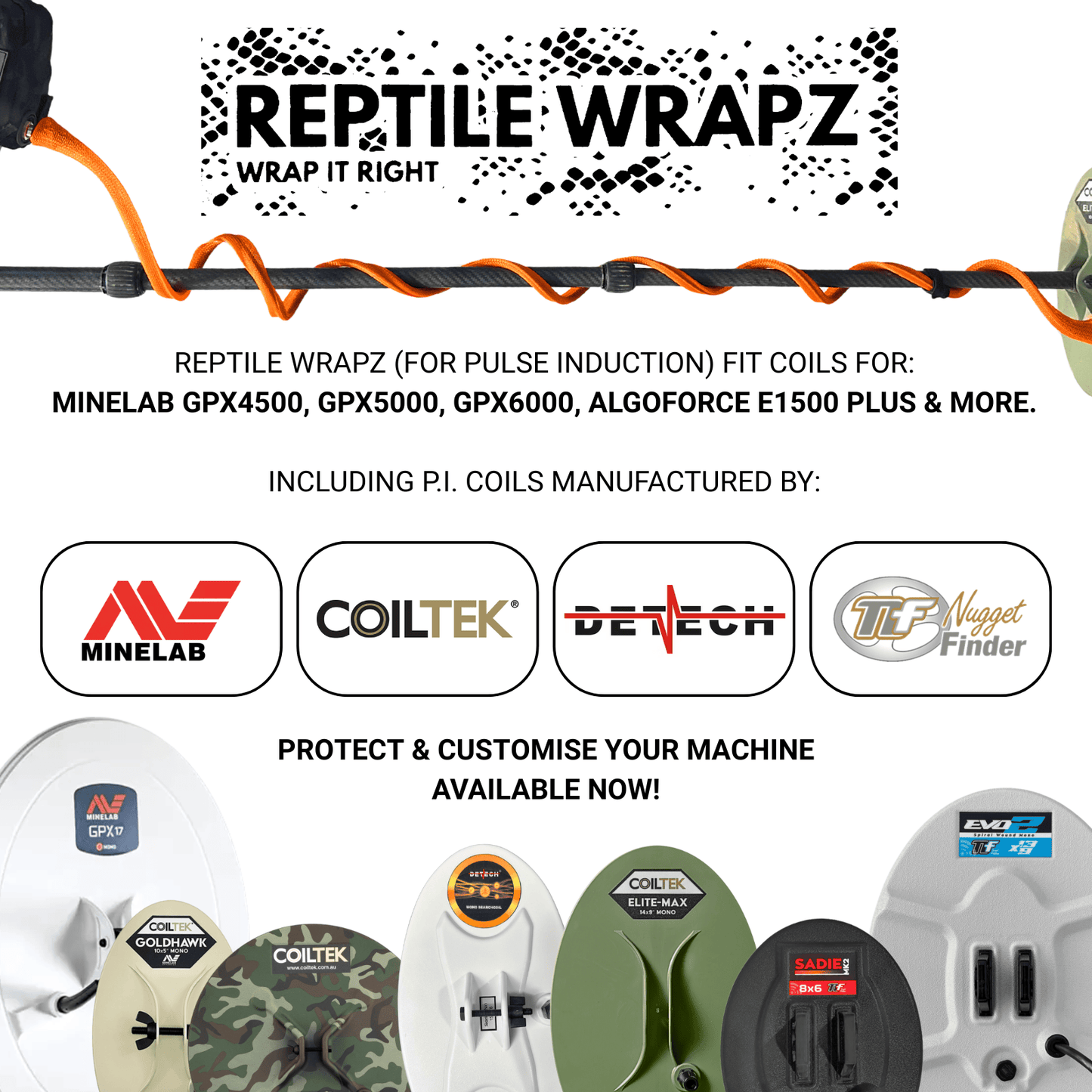 Detect-Ed Everyday Detectorist (P.I.) REPTILE WRAPZ DETECTOR CABLE SLEEVE