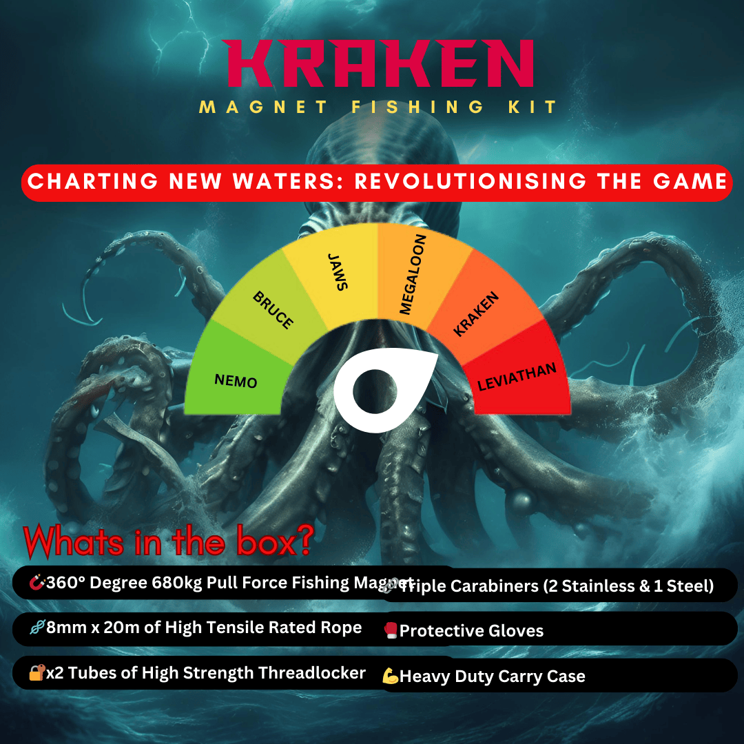 Detect-Ed Great White Magnetics KRAKEN 680KG [360° MAGNET FISHING KIT] GW-KRAK360KIT