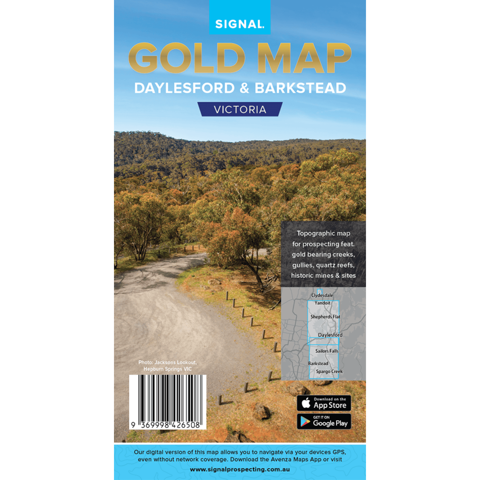 Detect-Ed Signal. VIC Daylesford Barkstead GOLD MAP DAY/BAR