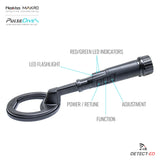 PulseDive Features | Pin pointer | Pinpointer | Waterproof Black Metal Detector with Search Coil and Pin Pointer | Where To Buy: Detect-Ed Australia